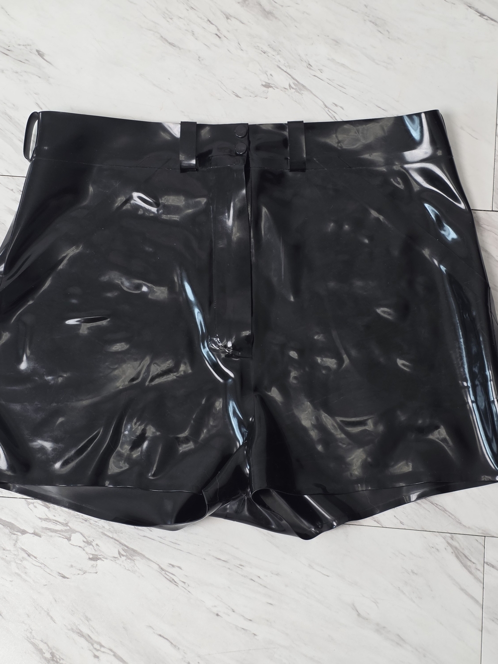 Women's Libidex Black Latex Jean Shorts XXL